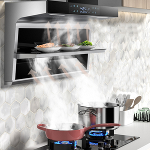 Supporto a parete personalizzato cucina grande ventosa piano cottura superiore laterale aspiratore doppio ventaglio nero 24 36 pollici cappa gamma - Product Image 5