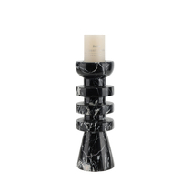 Porte-bougie en marbre noir WeiVibe, design superposé, vente en gros personnalisée pour la décoration de maison de luxe