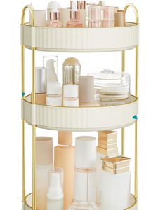 Organisateur de maquillage en plastique à 3 niveaux, séparable, pour toilettes, bijoux, chambre, salle de bain, blanc, nuage, JKA011W01 Songmic - Product Image 1