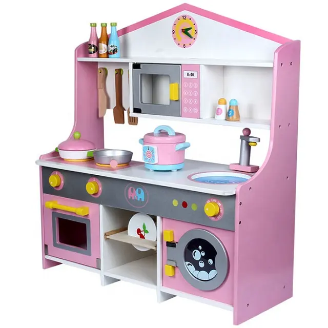 Pretend Wooden toys Pretend Cooking Washing Set Kids Wooden Kitchen Toy Sets