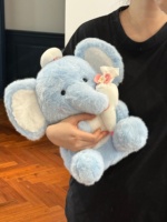 Peluche en flanelle mignonne en forme d'éléphant avec rembourrage en coton PP, poupée confortable pour dormir, cadeau d'anniversaire pour les bébés de 0 à 24 mois