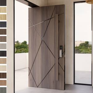 Puerta de Entrada Principal de Madera de Diseño Moderno, Fabricada en China, para Casas y Villas de Lujo, Puerta Exterior Pivotante de Madera de Nogal - Product Image 4