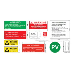 도매 ABS 태양 경고 라벨 플라스틱 태양 광 경고 스티커