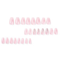 Haute qualité 24 pièces ongles courts en amande couverture complète français faux ongles fournitures Gel doux presse sur faux ongles ensemble