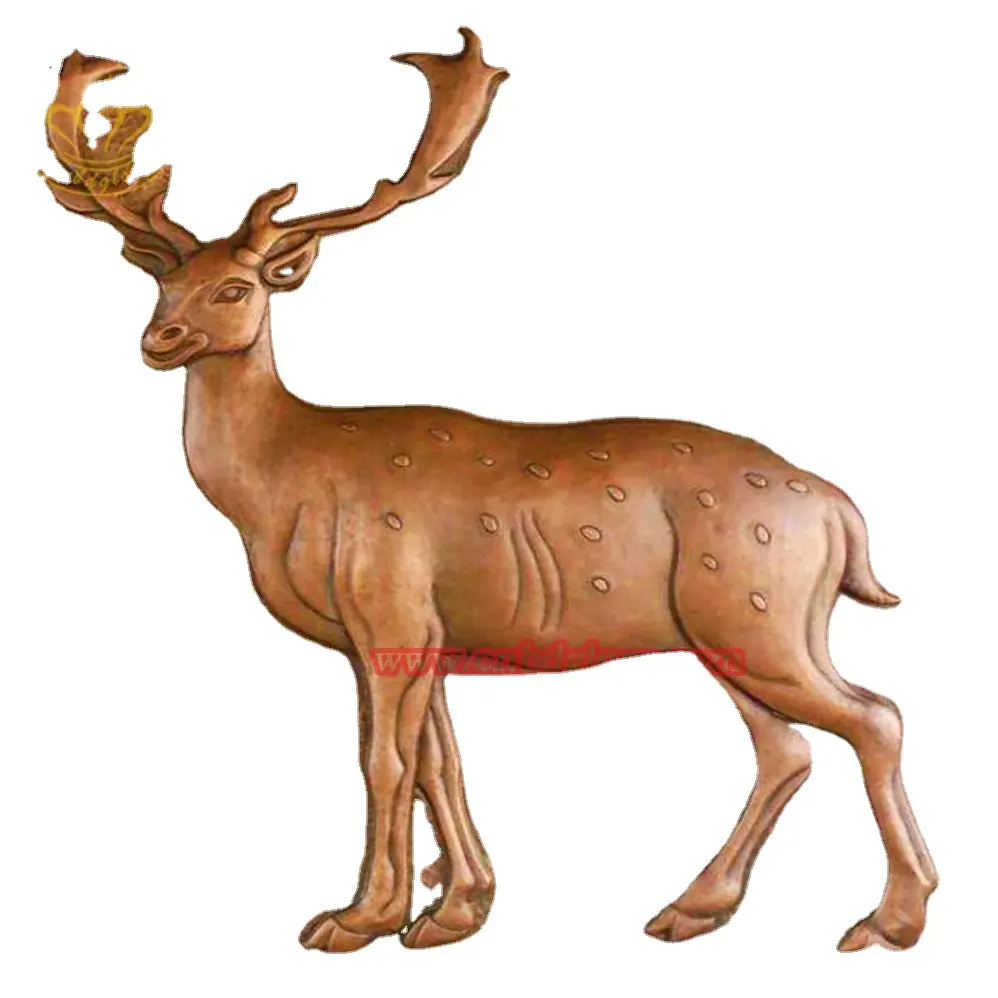 高級ストリートランドスケープデザインウォールアートハンギングメタル彫刻銅鹿レリーフ彫刻