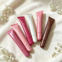 Tube souple personnalisé pour brillant à lèvres 10 ml, rose rouge, tube vide à presser pour brillant à lèvres, emballage cosmétique