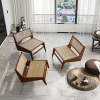 Fauteuil inclinable en bois durable avec coussin moelleux, style industriel japonais moderne, pour salon, chambre et villas