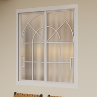 Ventana Corredera de Acero con Marco Arqueado Francés, Ventanas Arqueadas de Doble Vidrio para Dormitorio, Cocina, Habitación Resistente