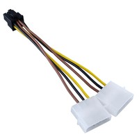 Kabel Daya y-splitter adaptor PCI-E 6-Pin ke 4-Pin ganda dengan koneksi aman untuk GPU dan catu daya kartu Video