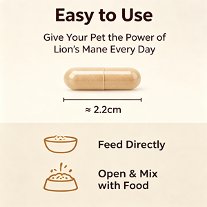 Complément alimentaire biologique à base de champignons Lion's Mane avec vitamine B12 pour soutenir la cognition et le système nerveux des chats et des chiens - Product Image 6