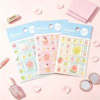 Autocollants 3D mignons en forme de blocs, motifs dessin animé, floraux, fruits, desserts, pour carrelage, esthétiques, pour scrapbooking, journal et agenda DIY