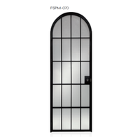 Porte extérieure à battant en aluminium et verre, design moderne de style français classique, taille et couleur personnalisées, dessus arqué, garantie 5 ans