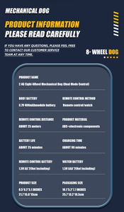 Jouet robot chien RC F01 à 8 roues pour enfants, avec lumière et son, portée de télécommande de 25 m, batterie au lithium, jouet éducatif - Product Image 6