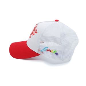 Gorra Trucker de 5 Paneles de Alta Calidad con Impresión Personalizada y Logotipo Bordado en Relieve, Gorra Trucker de Malla Bicolor de Sarga - Product Image 1