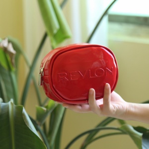 Waterproof Glossy PU Cosmetic <b>Bag</b> 7 Inch Oval <b>Evening</b> <b>Clutch</b> with Debossed Logo - Product Image 3