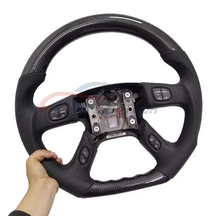 For Chevrolet Silverado Hummer H2 Carbon Fiber Leather Steering Wheel ...