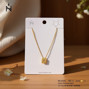 Collana in acciaio inossidabile con ciondolo a forma di lettera Q 12x14 cm, gioielli alla moda - Product Image 3