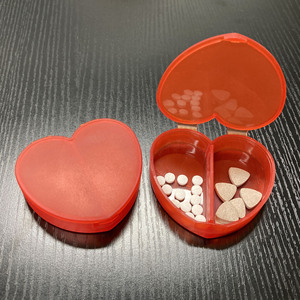 Custom Logo Heart Shaped Pill Box  Mini Size Portable Travel Pill Box  Plastic Heart PillBox