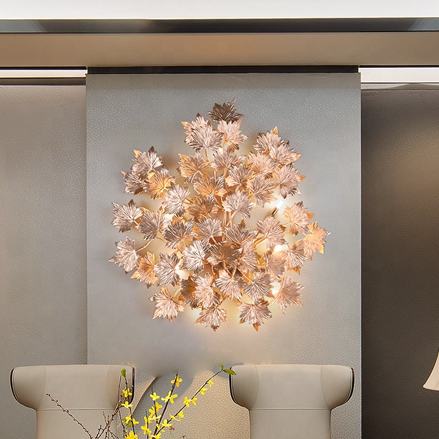 Rose gold modern wall lamp luxury lamp for villa living room indoor led wall lamp