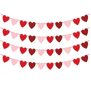 Custom Valentines Felt Heart Banner Paper garland and XOXO banner for Anniversary Wedding Birthday Party Decorations