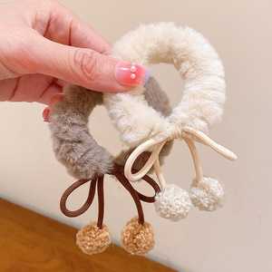 Nouvelle élastique à cheveux en peluche avec nœud papillon, élastique à cheveux très extensible pour femme, accessoires capillaires mignons - Product Image 3