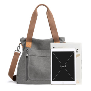 Custom Large Capacity Women's Retro Canvas Crossbody Bag Three Straps Zipper Closure Polyester Lining Fashionable Hand Bag - Product Image 2