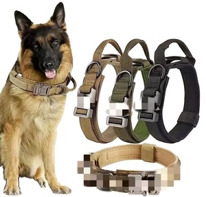 Passen Sie schwere verstellbare deutsche Schäferhund Nylon Tactical Walking Pet Hunde halsbänder Service Hunde halsband an - Product Image 1