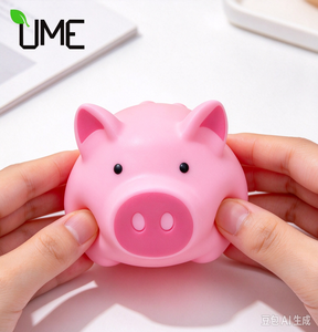 Juguete de goma suave de cerdito rosa, juguete antiestrés de animales adorables, con logo personalizado para recuerdos de fiestas de cumpleaños infantiles - Product Image 1