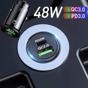 Cargador de coche <span class=keywords><strong>USB</strong></span> Dual de carga rápida de 48W, adaptador de corriente <span class=keywords><strong>USB</strong></span> C PD OTP para iPhone, Samsung, Huawei, encendedor de cigarrillos para coche - Product Image 2