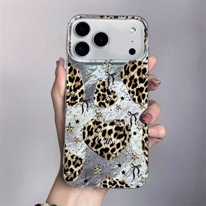 Funda para Teléfono Móvil con Diseño de Leopardo, Corazón, Lazo y Patrón Glaciar IMD para iPhone 11 12 13 14 15 16 17 Pro Max - Product Image 1