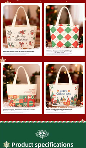 Sac cadeau de Noël, petit sac fourre-tout, sac en toile pour la veille de Noël, sac à motifs géométriques pour la maternelle, sac écologique réutilisable pliable - Product Image 4