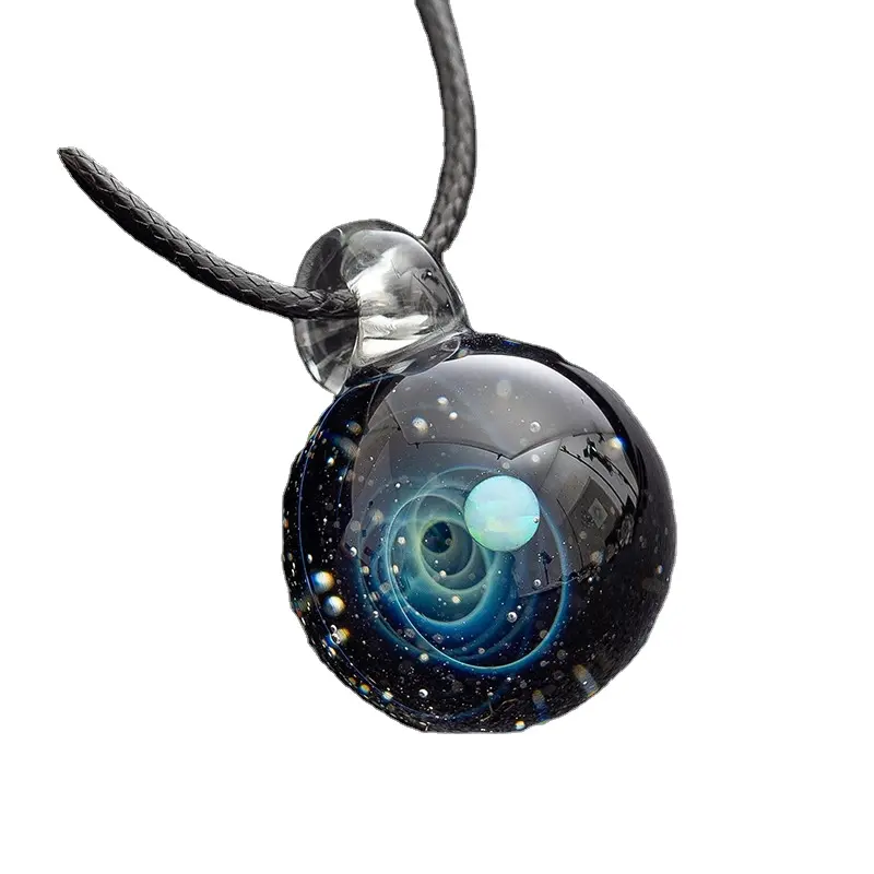 Женское ожерелье с подвеской в виде Галактики, стеклянная цепочка со звездным шаром, Вселенной, звездным сферическим кулоном, бижутерия