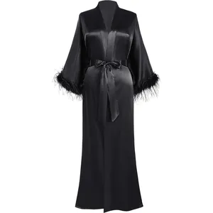 Hot Selling Custom ized Damen Pure Satin Fur Robe/Nachtwäsche Damen