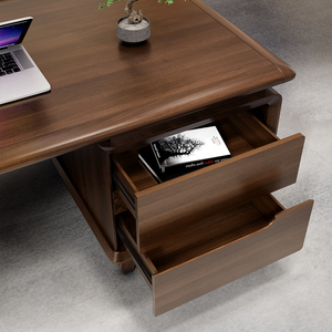 Bureau de luxe moderne en forme de L à 3 côtés pour patron Mobilier de poste de travail en bois unique avec design élégant - Product Image 5
