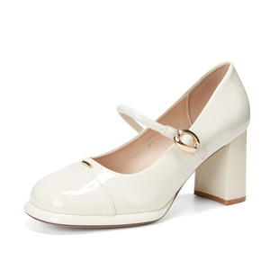 Zapatos Mary Jane de Tacón Cuadrado de Charol con Punta Redonda y Correa Única, Elegantes y a la Moda para Bodas y Fiestas - Product Image 4