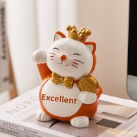 Ornement en résine Chat porte-bonheur créatif style dessin animé - Cadeau idéal pour les enseignants, fêtes de fin d'année, cérémonies de récompenses de la Journée des enseignants