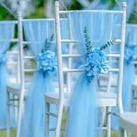 Nouvelles Nœuds de Chaise Jetables en Tulle pour Mariage, Rideaux de Plafond pour Allée, Décorations de Fond, Nœuds Papillon pour Fête d'Anniversaire, Housses de Chaise 100% Coton