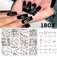 Qianya Gothique Punk Heavy Metal 3D Nail Charms Dark Y2K Alliage Nail Art Décorations Stickers NEW Trendy Press on Style