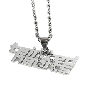 Conception personnalisée en acier inoxydable collier en argent bijoux de mode hommes femmes collier 2d 3D lettre nom pendentifs pour collier