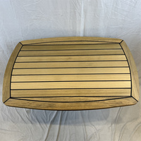 Plateau de table en teck en forme de baril 610x940mm, 24x37 pouces, incrustation étoile marine pour bateau, yacht, caravane TY642