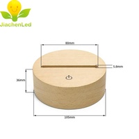 Support de lampe acrylique en bois de hêtre naturel de bonne qualité, interrupteur tactile USB, Base de lumière Led avec boîte à piles