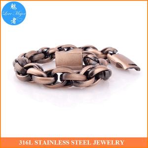 Bracelet chaîne <span class=keywords><strong>gourmette</strong></span> en acier inoxydable massif de haute qualité pour <span class=keywords><strong>homme</strong></span>, largeur 13 mm, couleur or rose - Product Image 3