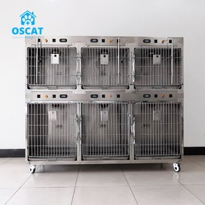 Oscat กรงสัตว์แพทย์สแตนเลส6ประตู, คอกสัตว์แพทย์ลังแมวมีไฟอบอุ่นสำหรับคลินิกสัตว์เลี้ยง - Product Image 3