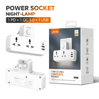 Multiprise LDNIO SC2311 avec 2 prises universelles, lampe de chevet tactile, extension de prise avec charge rapide 20W PD QC