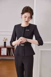 Ensemble de costume de blazer professionnel pour femmes 6513, manches courtes, uniforme pour le personnel d'hôtel, responsable d'accueil, <span class=keywords><strong>tenue</strong></span> de travail d'été, costume professionnel - Product Image 5