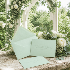 Biglietti di ringraziamento personalizzati per matrimonio in cartoncino nero con goffratura a secco in calligrafia corsiva - Product Image 3