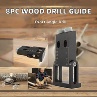 Kit de 8 gabarits de perçage oblique pour le travail du bois, guide de perçage à angle de 15 degrés, perforateur de trous, outils de menuiserie DIY 6/8/10mm, en boîte