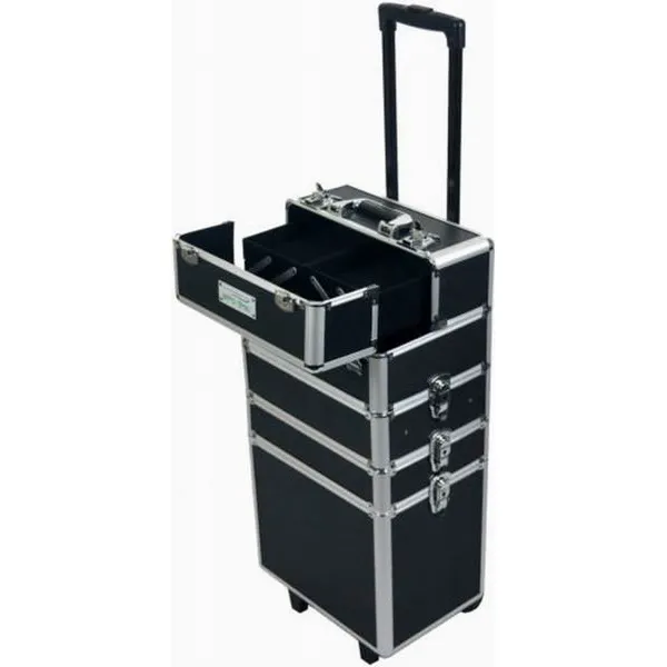 Hot Selling Aluminum Womans Trolly 4 in1 Makeup Boxes Case Brofessional beauty