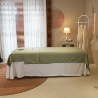 Ensemble de 3 draps plats en microfibre verte de qualité supérieure pour massage, housse de lit pour soins du visage