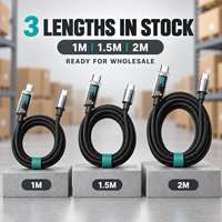 En stock, câble de charge rapide USB-C vers USB-C 100W 5A avec affichage numérique LED, tressé en nylon, vente en gros